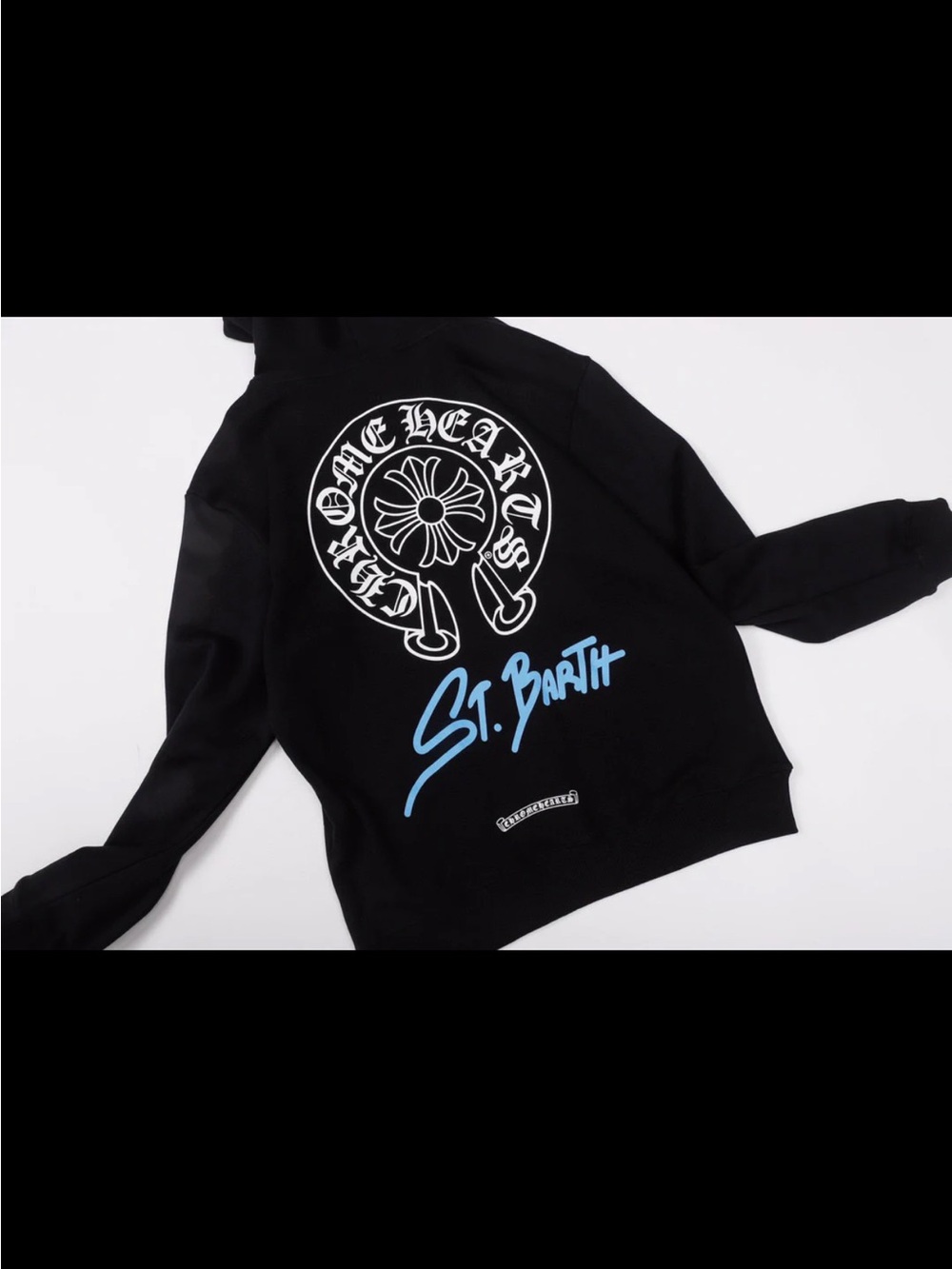 Chrome Hearts Black Hoodie with White Emblem and Light Blue Script - Picture 2 of 5